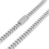 7.5MM 925 Sterling Silver 10CTW Lab Diamond Cuban Chain 59.7g 22 Inches Necklace