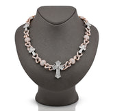 12.6MM Two Tone Gold 28CTW 159.6gm Round/Baguette Diamond Cross & Infinity Chain