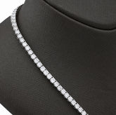 4MM 10k White Gold 29.32CTW Lab Diamond Tennis Chain 31.5gms 22 Inches Necklace