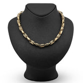 8MM Mens 10k Yellow Gold Greek Oval Link Chain 24" Necklace 32.1gms