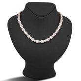 8MM 10k Rose/White Gold Square Round Link 15.28CTW Natural Round/Baguette Diamond Tennis 22" Chain 65.9gms Necklace