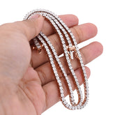 2.5MM 10k Rose Gold 0.78CTW Natural Diamond Illusion Tennis Chain 18" Necklace 21.2gms