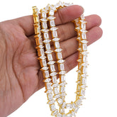 8MM 10k Yellow Gold 80CTW 75 Pointer Emerald/Marquise Solitaire Lab Diamond 24" Tennis Chain 54.6gms Necklace