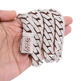 15MM 925 Sterling Silver 23CTW Natural Diamond Snake Cuban Link Chain 24" Mens Necklace 231.3gms