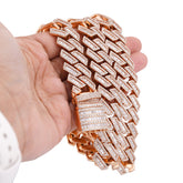 18MM 10k Rose Gold 34.92CTW Natural Baguette/Round Diamond Cuban Link Mens 22" Neckalce 306gms