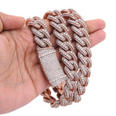 15MM 10k Rose Gold 60.58CTW Round Cuban link Natural Diamond Chain Mens 22" Neckalce 203gms