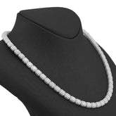 6MM 10k White Gold 10.17CTW Natural Round/Baguette Diamond Hexagon Shape 22" Tennis Chain 52.4gms