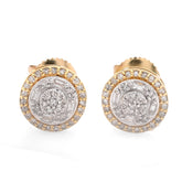 10k Yellow Gold 0.56 CTW Natural Diamond Round/Baguette 2 Layer Stud Mens Womens Earring 1.2g