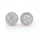 14k Yellow Gold 0.50CTW Natural Diamond Halo Flower Cluster Earrings Men Womens Studs 1.5g