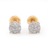 10k Yellow Gold Flower Cluster Earrings 0.36CTW Natural Diamond Mens Womens Studs 1g