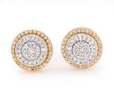 10k Yellow Gold 0.32CTW Round/Baguette Natural Diamond Halo Cluster Flower Earrings Studs 1.4g