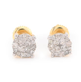 10k Yellow Gold 0.53CTW Natural Diamond Flower Cluster Earrings Studs 1.6gms