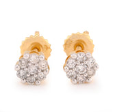 10k Yellow Gold 0.23CTW Natural Diamond Flower Setting Earrings Womens Mens Studs 1gm