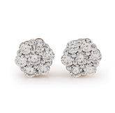10k Yellow Gold Flower Cluster Stud 0.75CTW Natural Diamond Unisex Earrings 1.6g