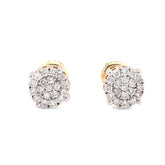 10k Yellow Gold 0.55CTW Round Natural Diamond Flower Cluster Diamond Earrings Studs 1.8g