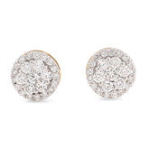 10k Yellow Gold 1.37CTW Halo Cluster Flower Studs Natural Diamond Men Women Earrings 2.6g