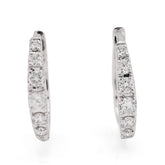 10k White Gold 0.16CTW Natural Diamond Hoops Womens Earrings 1gm