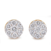 10k Yellow Gold 0.87CTW Flower Design Halo Cluster Lab Diamond Men Women Earrings 2gm Stud