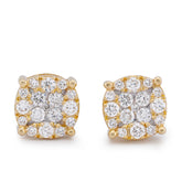 10k Yellow Gold 0.70CTW Flower Cluster Lab Diamond Men Women Earring 2gm Stud