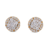 10k yellow Gold 1.10CTW Curved Square Centre Flower Cluster Halo Lab Diamond Earrings 2.8gm