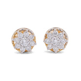 10k Yellow Gold 9 Diamond 0.97CTW Lab Diamond Flower Cluster Men Women Earring 3.1gm