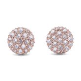 14k Rose Gold 1.5CTW Upside Down Diamond Setting Lab Men Women Round Earrings 1.8gm