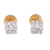 10k Yellow Gold 2.05CTW Round Solitaire Lab Diamond Men Women Earring 2.2gm Stud