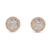 10k Yellow Gold 0.50CTW Round Shape Centre Baguette Natural Diamond Earring 2gm Stud