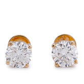 14k Yellow Gold 3CTW Solitaire Round Lab Diamond Men Women Earring 3.4gm Stud