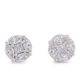 10k White Gold 2CTW Marquise Side Centre Princess Cut Lab Diamond Men Women Earring 3gm Stud