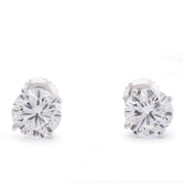 14k White Gold 3CTW Round Solitaire Lab Diamond Men Women Earring 2gm Stud