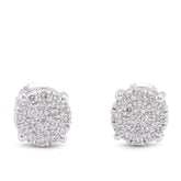 10k White Gold 0.49CTW Lab Diamond Halo Cluster Men Women Earring 1.8gm Stud