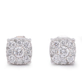 10k White Gold 1.02CTW Lab Diamond Halo Cluster Centre Solitaire Men Women Earring 2.2gm Stud