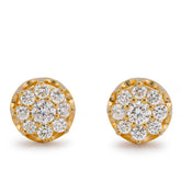 10k Yellow Gold 0.76CTW Flower Natural Diamond Mens Womens Earrings 2.4gms Studs