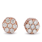 10k Rose Gold 1.80CTW Natural 7 Diamond Flower Side Diamond Men Women Earrings 4gms Studs