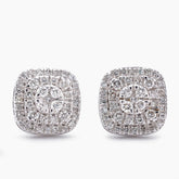 10k White Gold 0.50CTW Natural Diamond Square Shape Multi-Level Unisex Earrings 2gms Studs