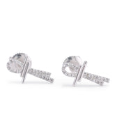 10k White Gold 0.125CTW Natural Diamond Ankh Cross Men Women Earrings 1.1gms