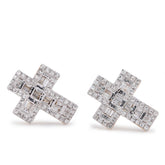 10k Yellow Gold 0.33CTW Natural Diamond Baguette Cross Mens Womens Earring 2.3gms