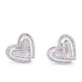 10k White Gold 0.16CTW Natural Diamond Dual Heart Shape Womens Earrings 1.7gms Studs