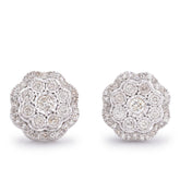 10k White Gold 0.50CTW Flower Setting Natural Diamond Unisex Earring Studs 3gms