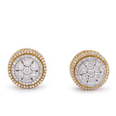 10k Yellow Gold 0.25CTW Natural Diamond Multi Halo Centre Flower Cluster Earrings 3gms Studs