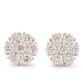14k Yellow Gold 7.10CTW Natural Diamond Flower Shape 50 Pointer Round Unisex Earrings 7.5gms Studs