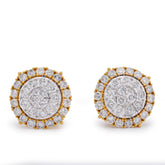 10k Yellow Gold 2.78CTW Natural Diamond Halo Cluster Flower Men Women Big Earrings 5.8gms