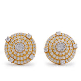 10k Yellow Gold 1.49CTW Natural Diamond Multi-Halo Cluster Centre Round Earrings 4.3gms Studs