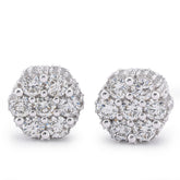 10k White Gold Marquise/Princess 2.4CTW Natural Diamond Round Shape Earrings 3.2gms Studs
