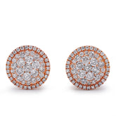 10k Rose Gold 0.95CTW Natural Diamond Halo Flower Cluster Earrings 2.6gms Studs