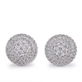 10k White Gold 1.09CTW Natural Diamond 3 Halo Flower Cluster Earrings 3.7gms Studs