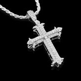 10k White Gold 1.5CTW Natural Diamond Cross Pendant Religious Mens Charm 6.9g