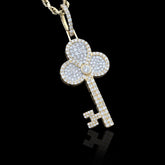 10k Yellow Gold 0.9 CTW Natural Diamond Lucky Key Shape Pendant 2.9gms Charm