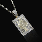 10k Yellow Gold 0.60CTW Natural Diamond "King of Spades" Rectangle Pendant 8.8gm